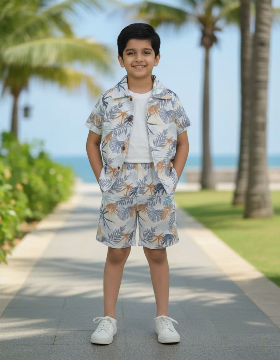 Island Palm Shirt & Shorts Set