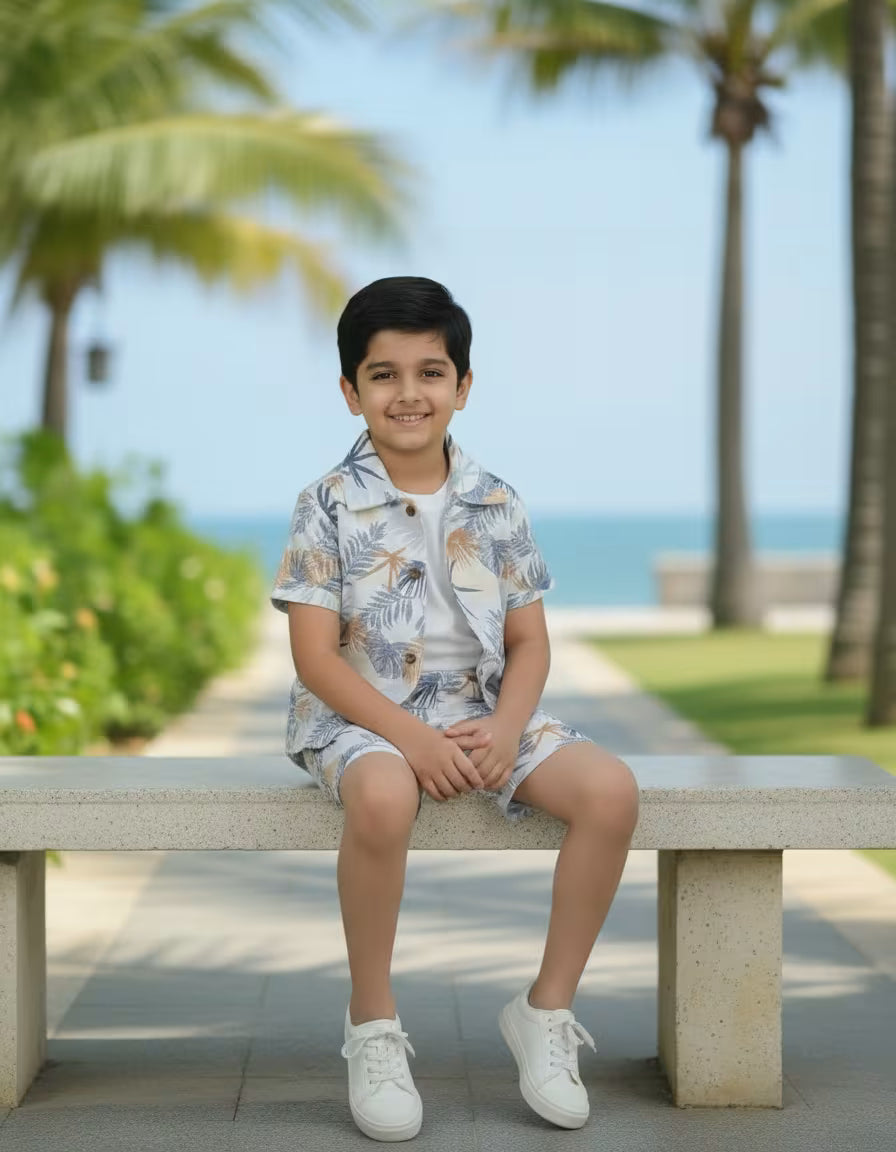 Island Palm Shirt & Shorts Set