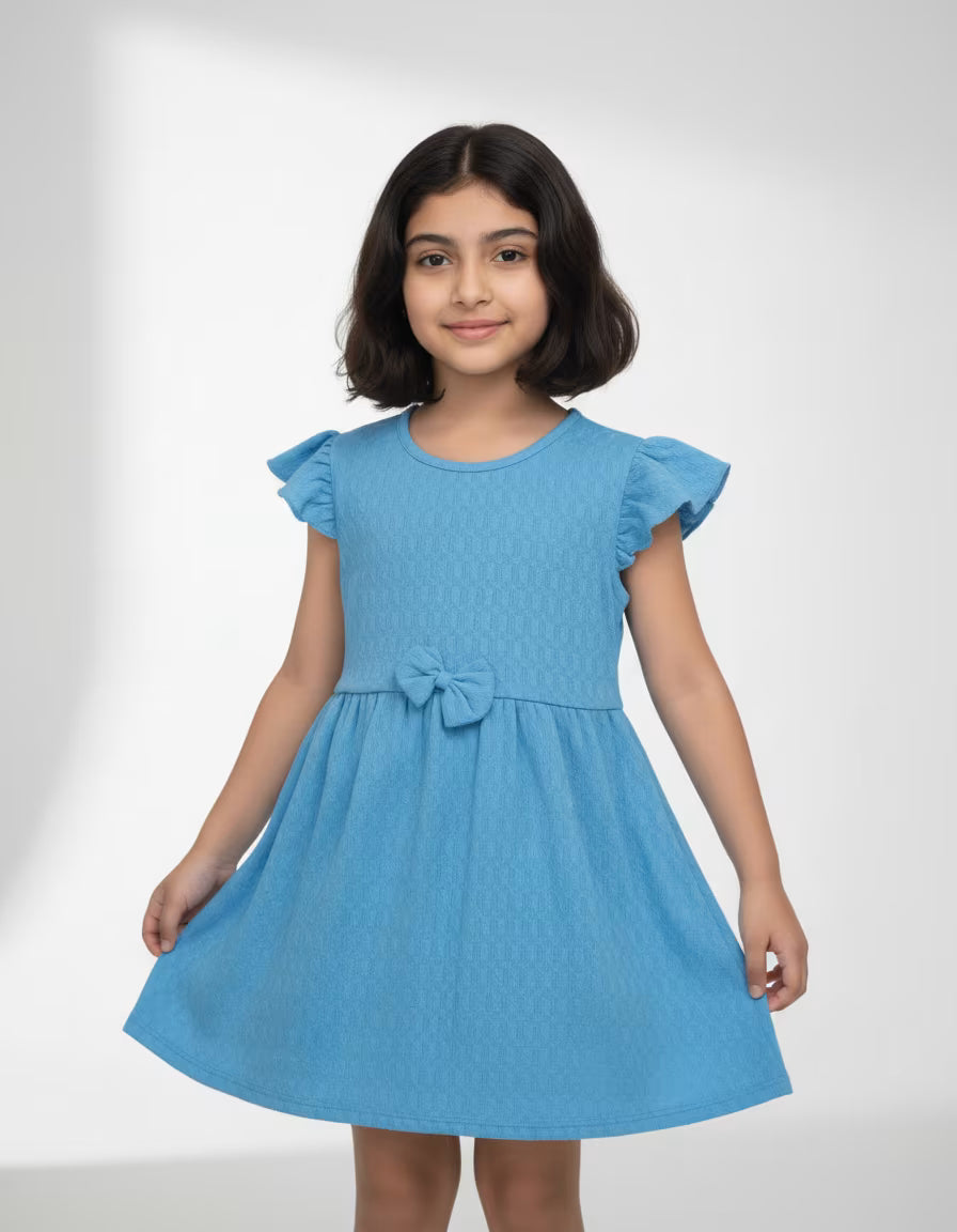 Sky Blue Flutter Bow Dress