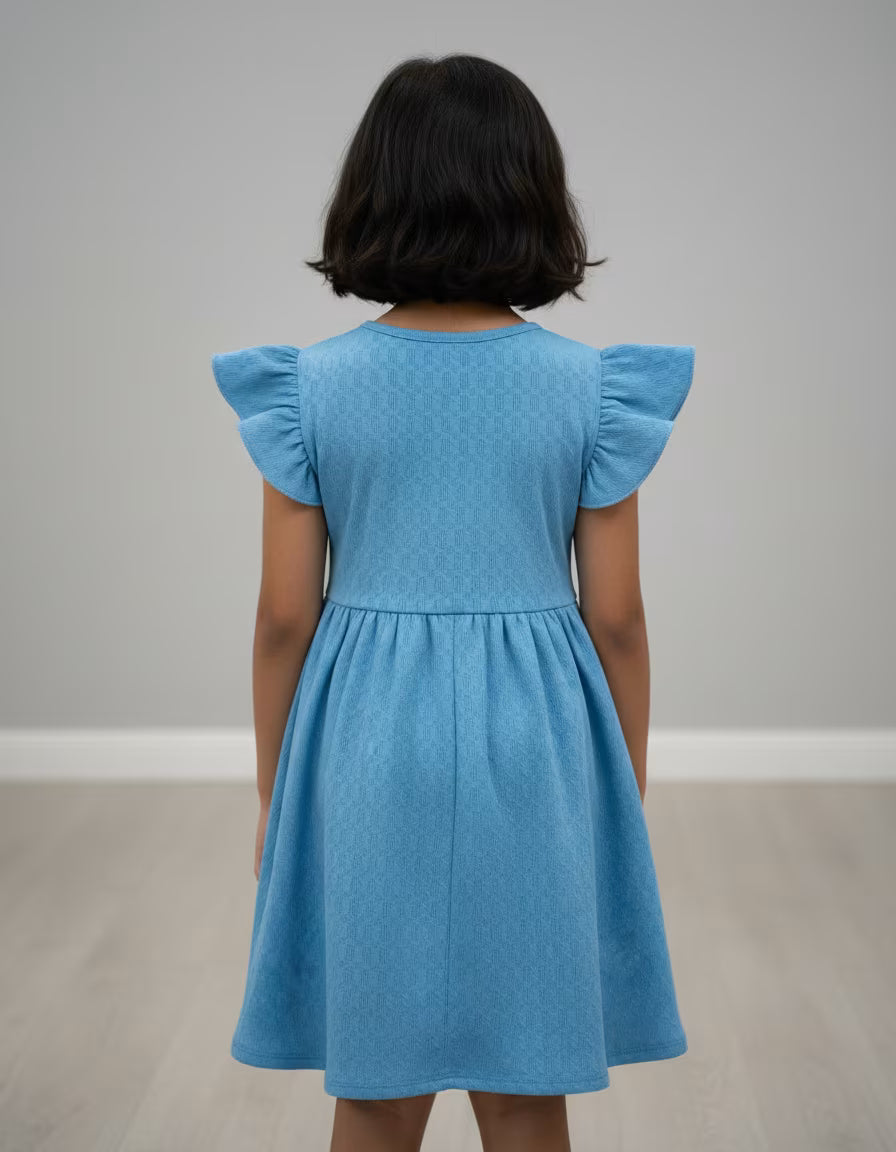 Sky Blue Flutter Bow Dress