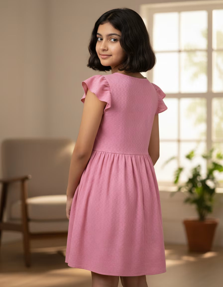 Blush Flutter Bow Dress