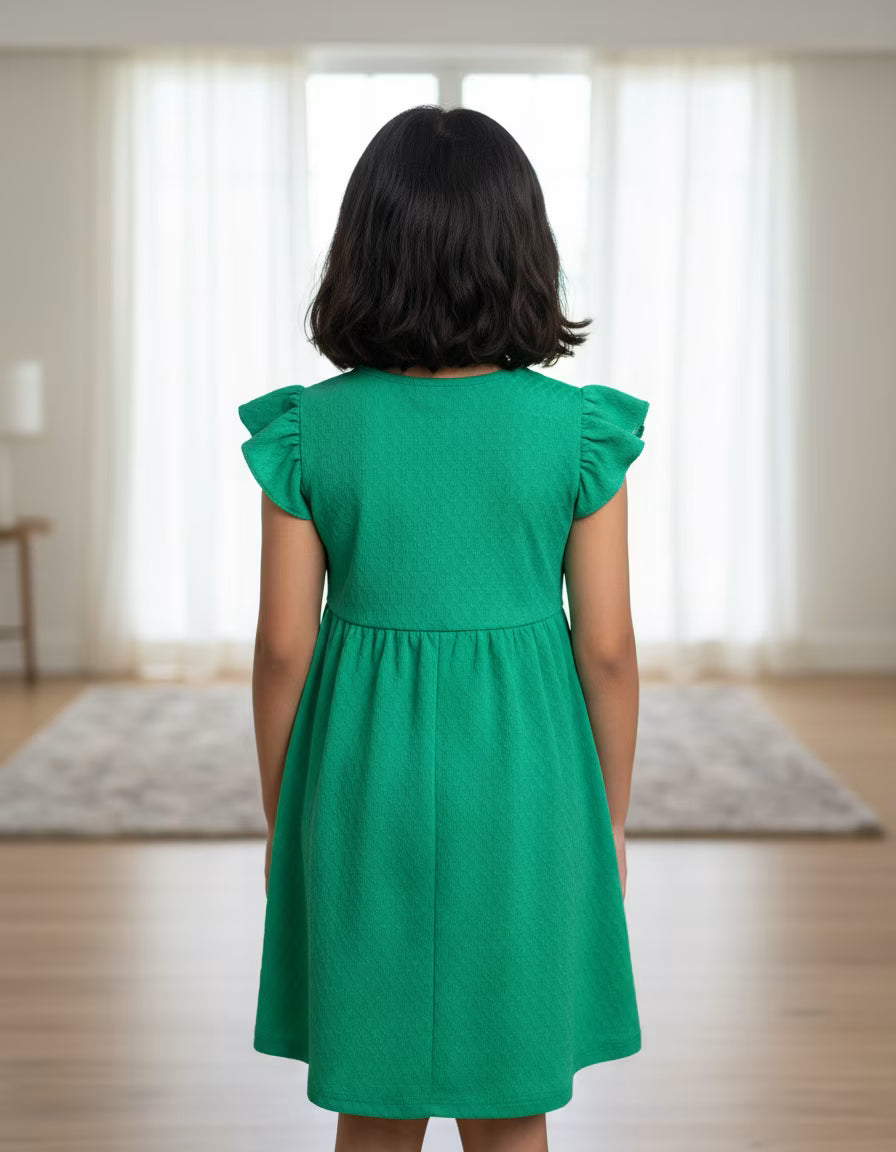 Emerald Flutter Bow Dress