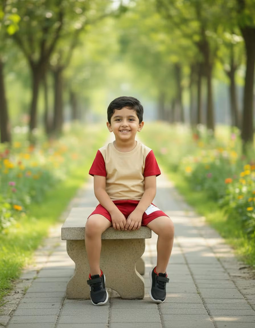 Beige & Red ‘Better Together’ Kids Set