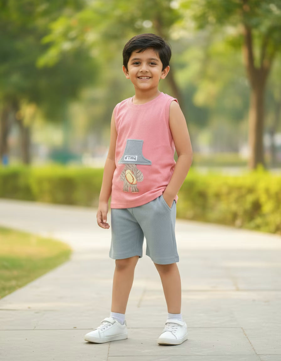 Pink Teddy Patch Summer Set
