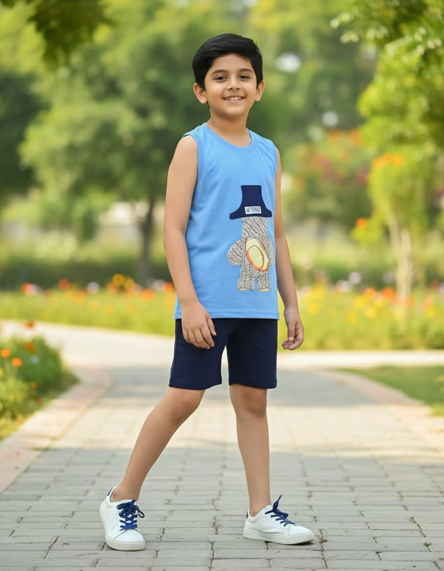 Blue Teddy Patch Summer Set