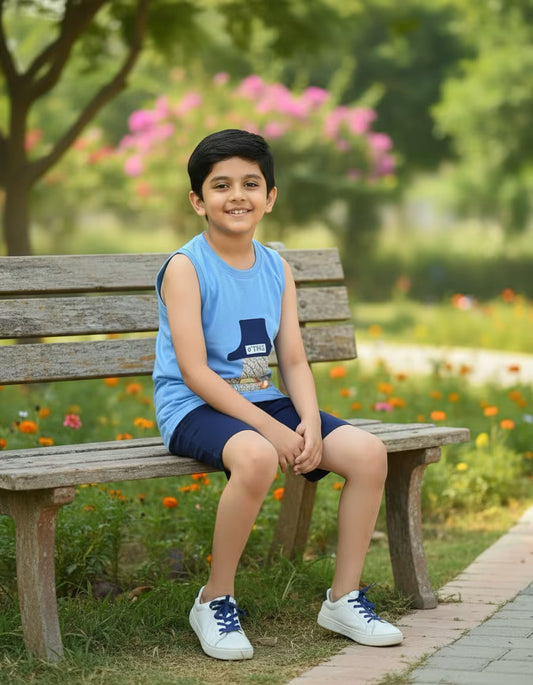 Blue Teddy Patch Summer Set