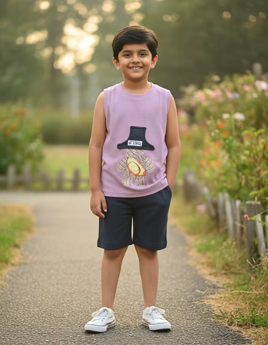 Purple Teddy Patch Summer Set