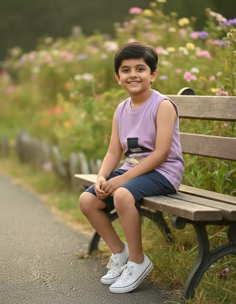 Purple Teddy Patch Summer Set