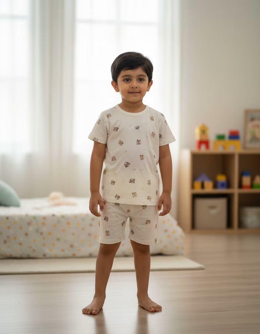 Cream Bear Cubs Cotton Co-Ord Set