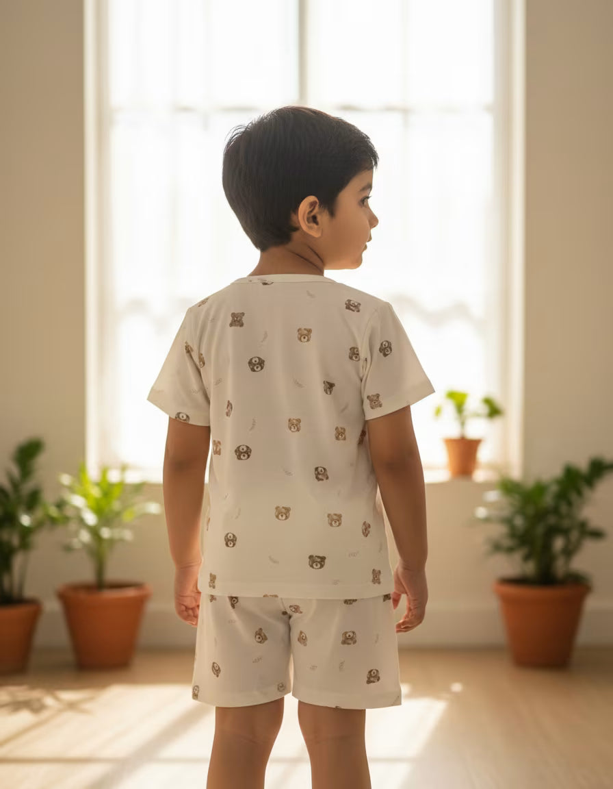 Cream Bear Cubs Cotton Co-Ord Set