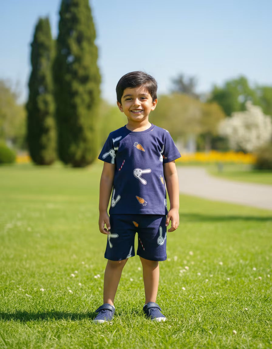 Navy Bunny Adventure Cotton Co-Ord Set