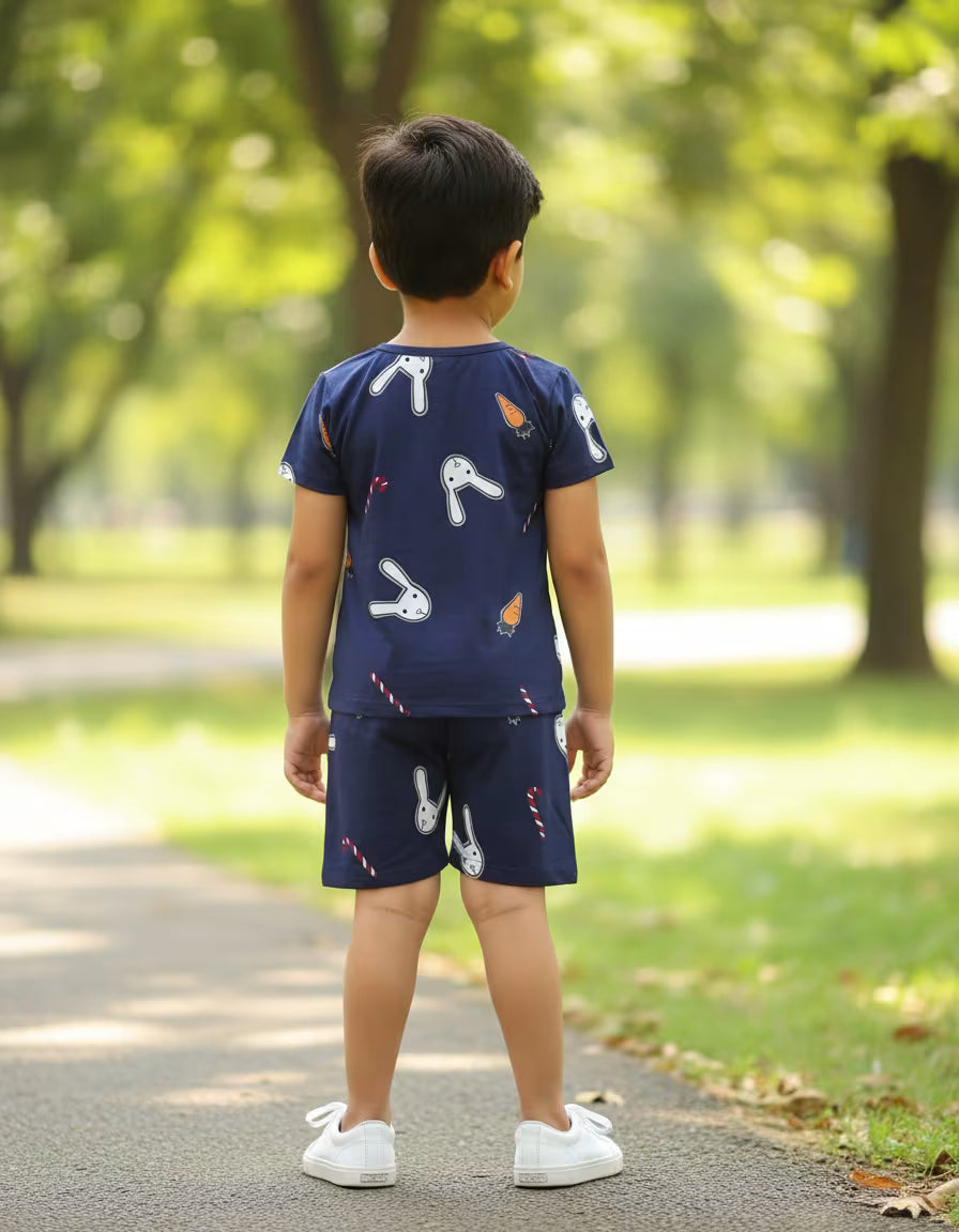 Navy Bunny Adventure Cotton Co-Ord Set