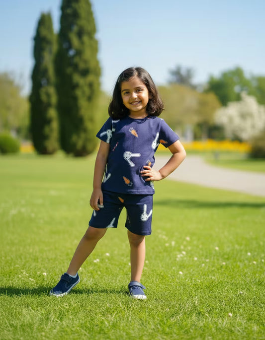 Navy Bunny Adventure Cotton Co-Ord Set