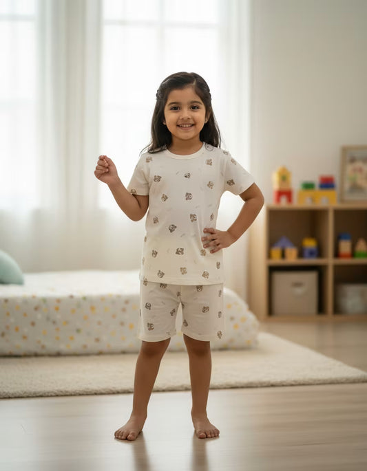 Cream Bear Cubs Cotton Co-Ord Set