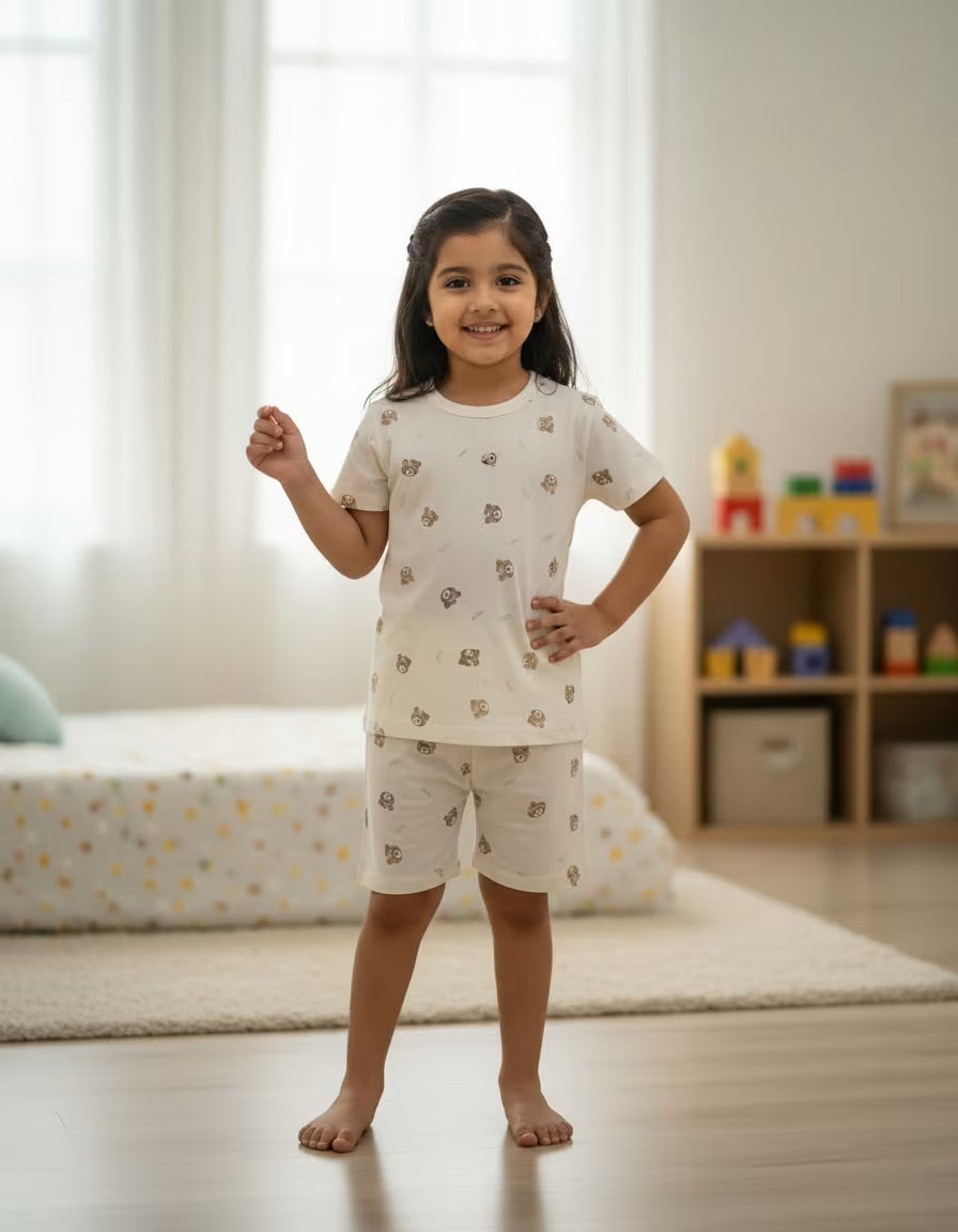Cream Bear Cubs Cotton Co-Ord Set