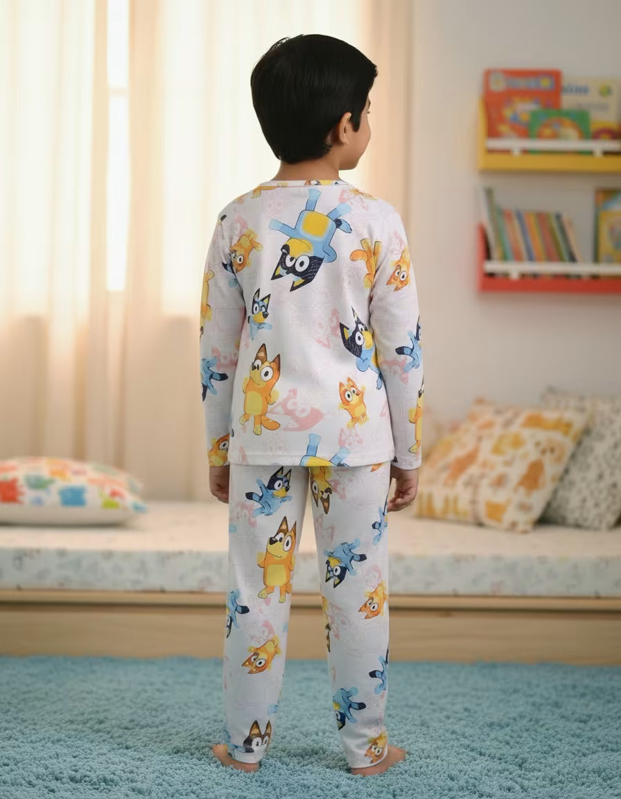 Kids Cartoon Pals Printed Cotton Co-Ord Set