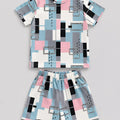Pastel Geometric Print T-Shirt & Shorts Co-ord Set