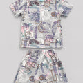 Abstract Print T-Shirt & Shorts Co-ord Set