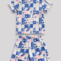 Pastel Checkered Print T-Shirt & Shorts Co-ord Set