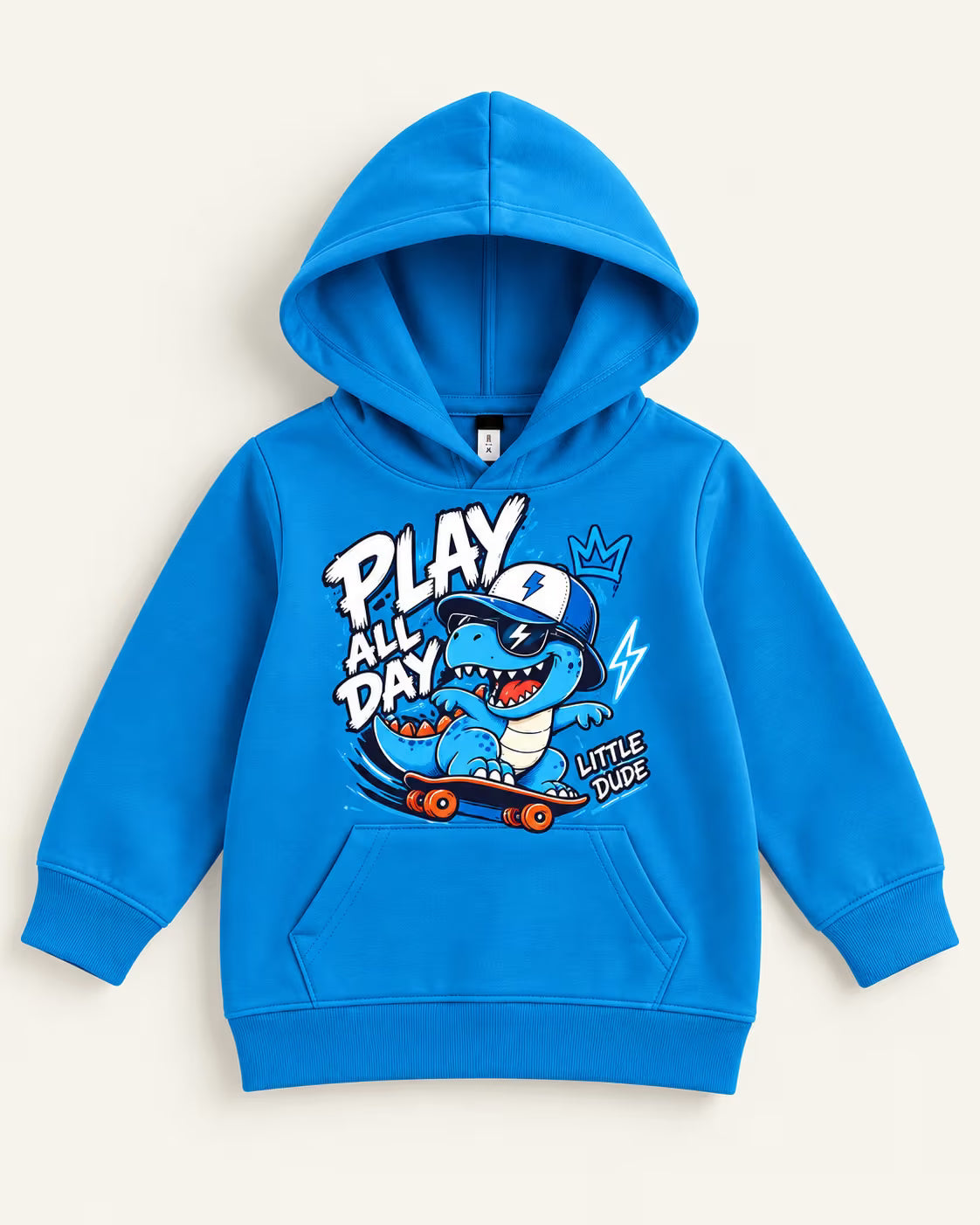 🦖 Blue Dino Skater Kids Hoodie