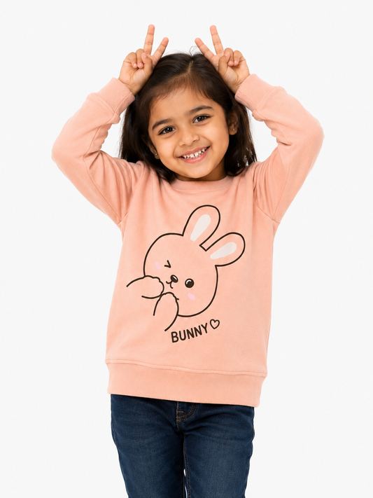 Peachy Bunny Hug Kids Sweatshirt 🐰🍑