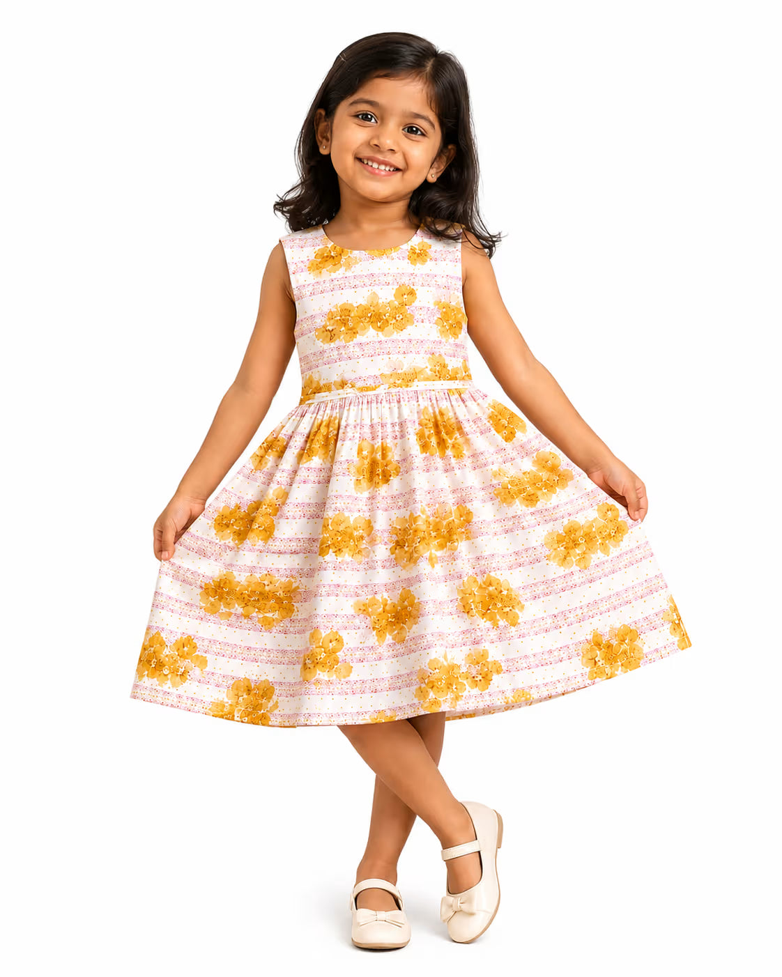 Golden Blossom Twirl Dress