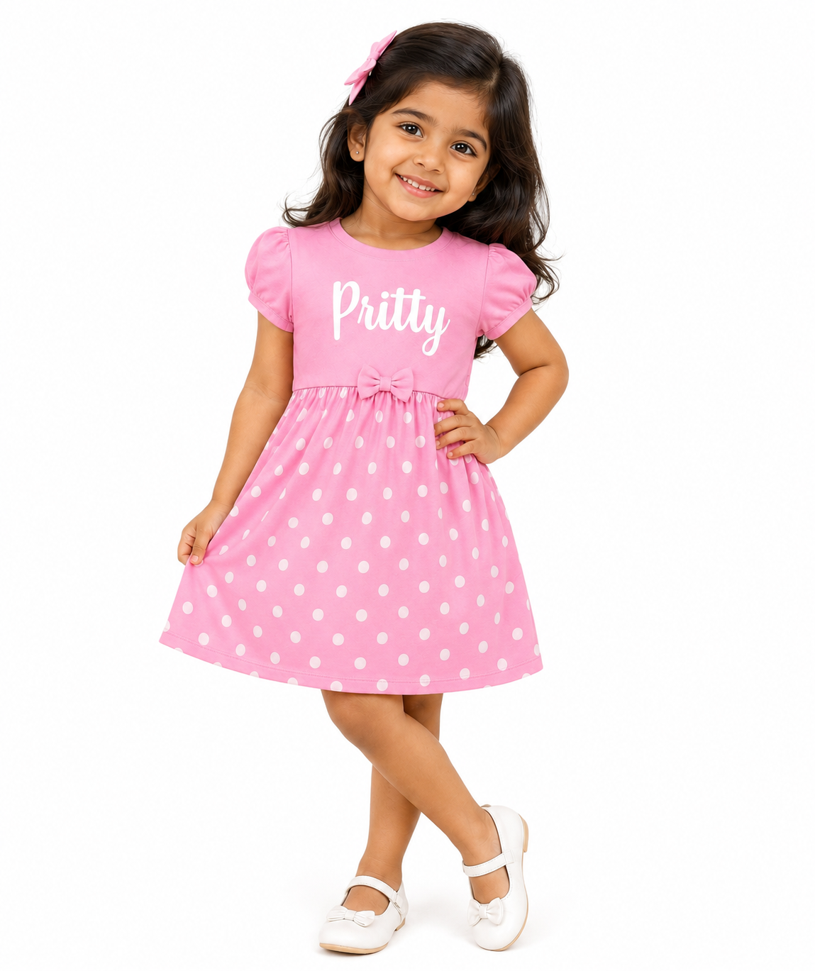 Pretty Pink Polka Bow Dress
