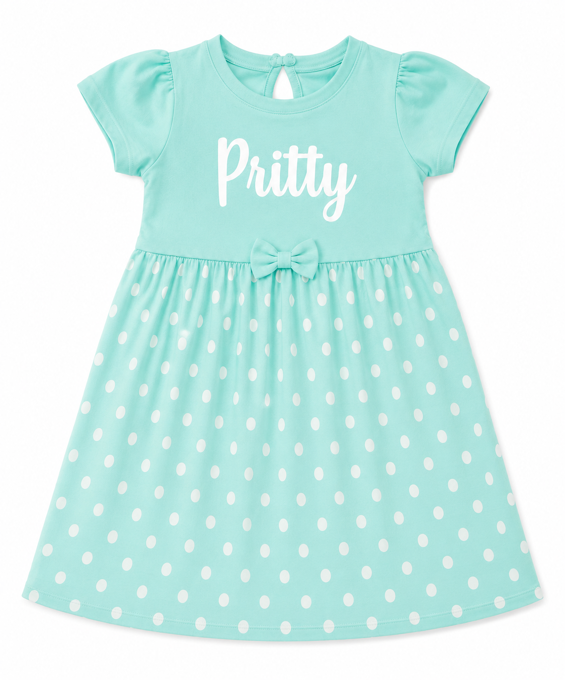 Pretty Teal Polka Bow Dress