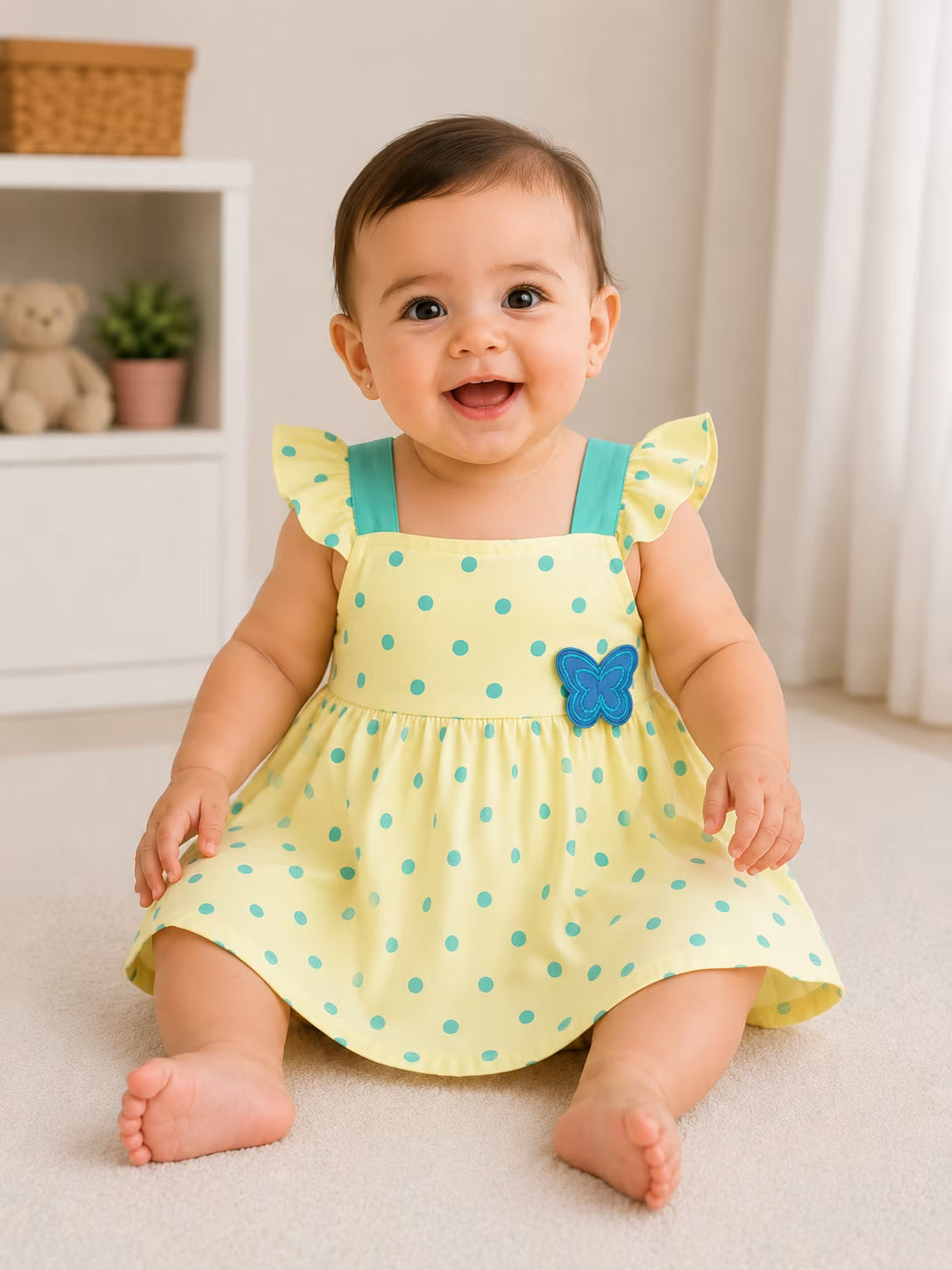 Buttercup Butterfly Polka Dot Dress