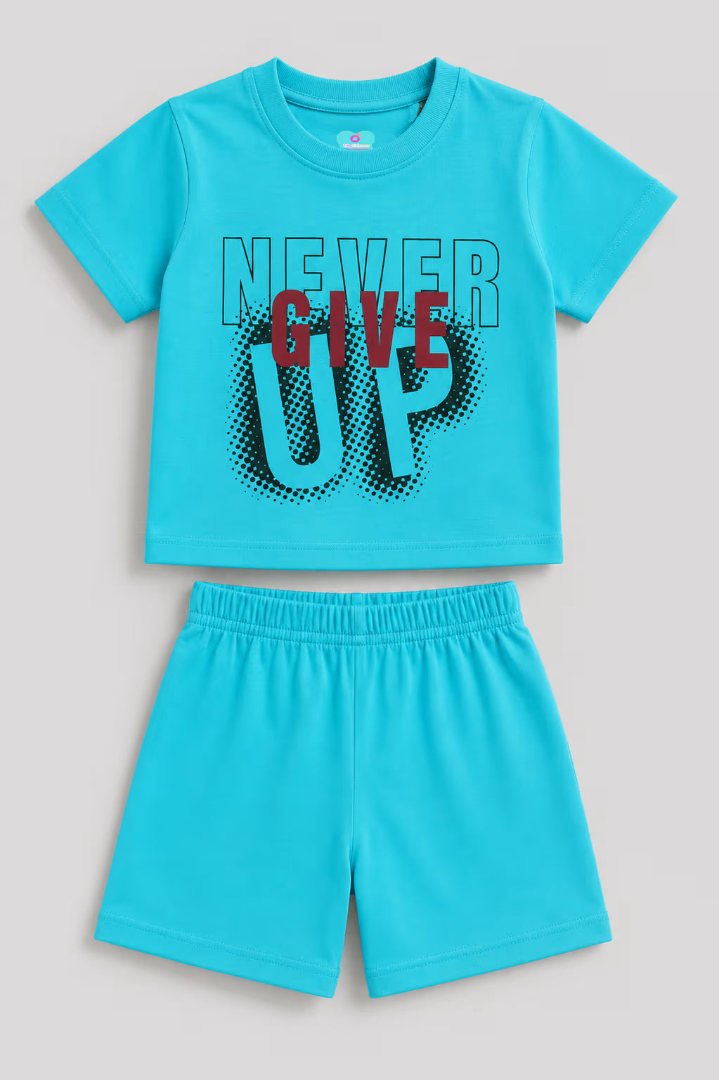 Never Give Up Aqua Shorts Set