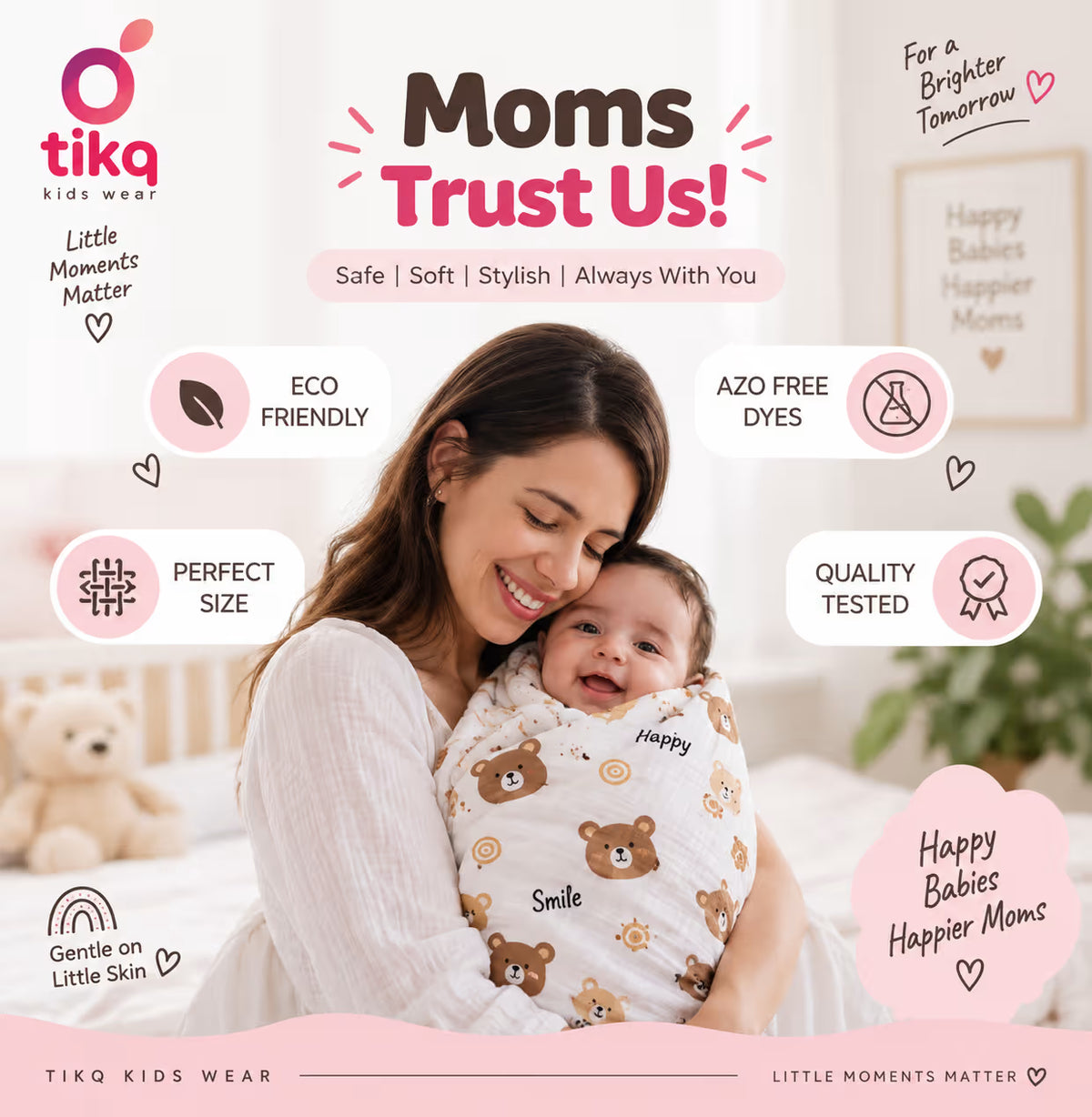 Teddy Bear Happy Baby Swaddle 🧸