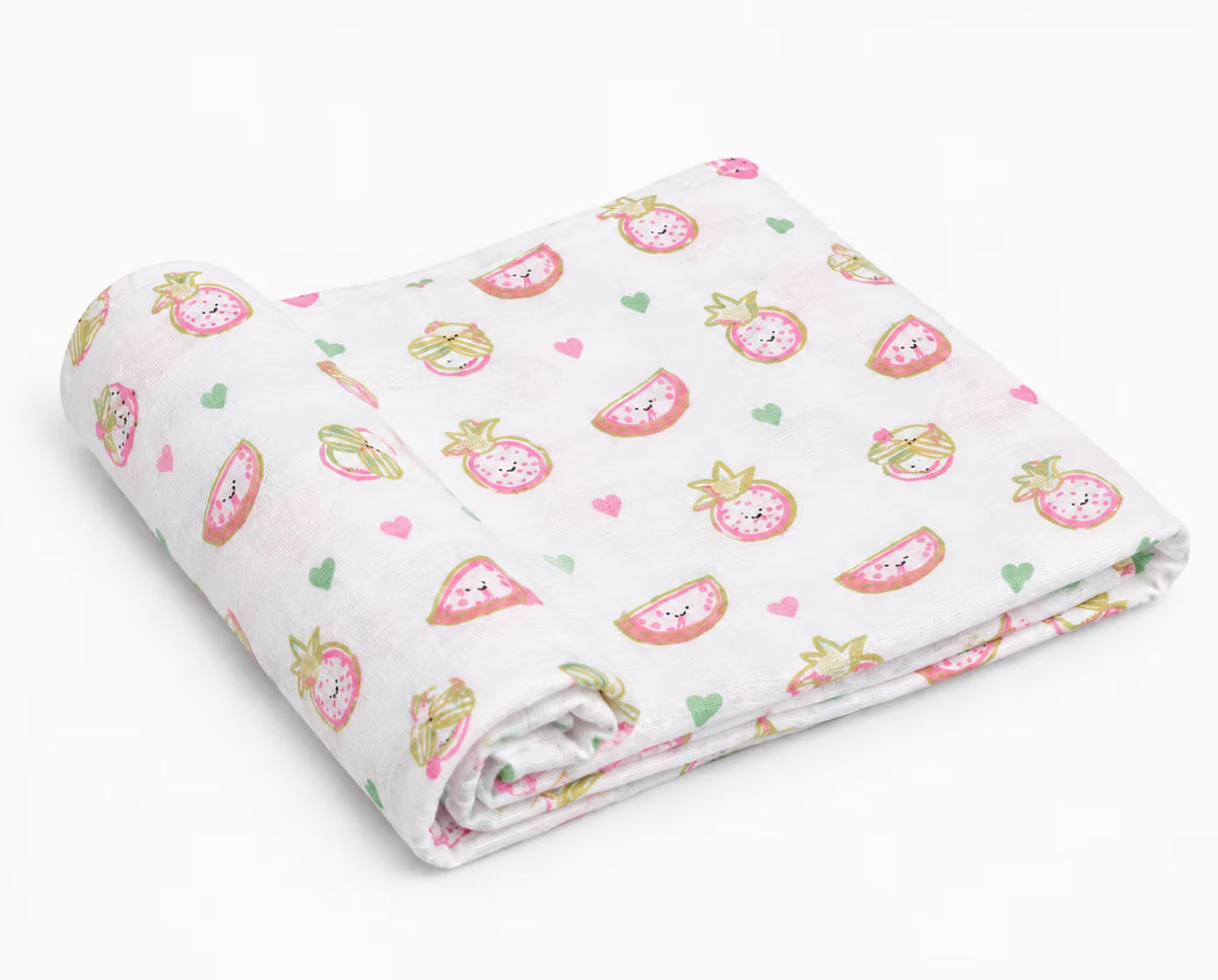 Pastel Fruit Party Baby Swaddle
