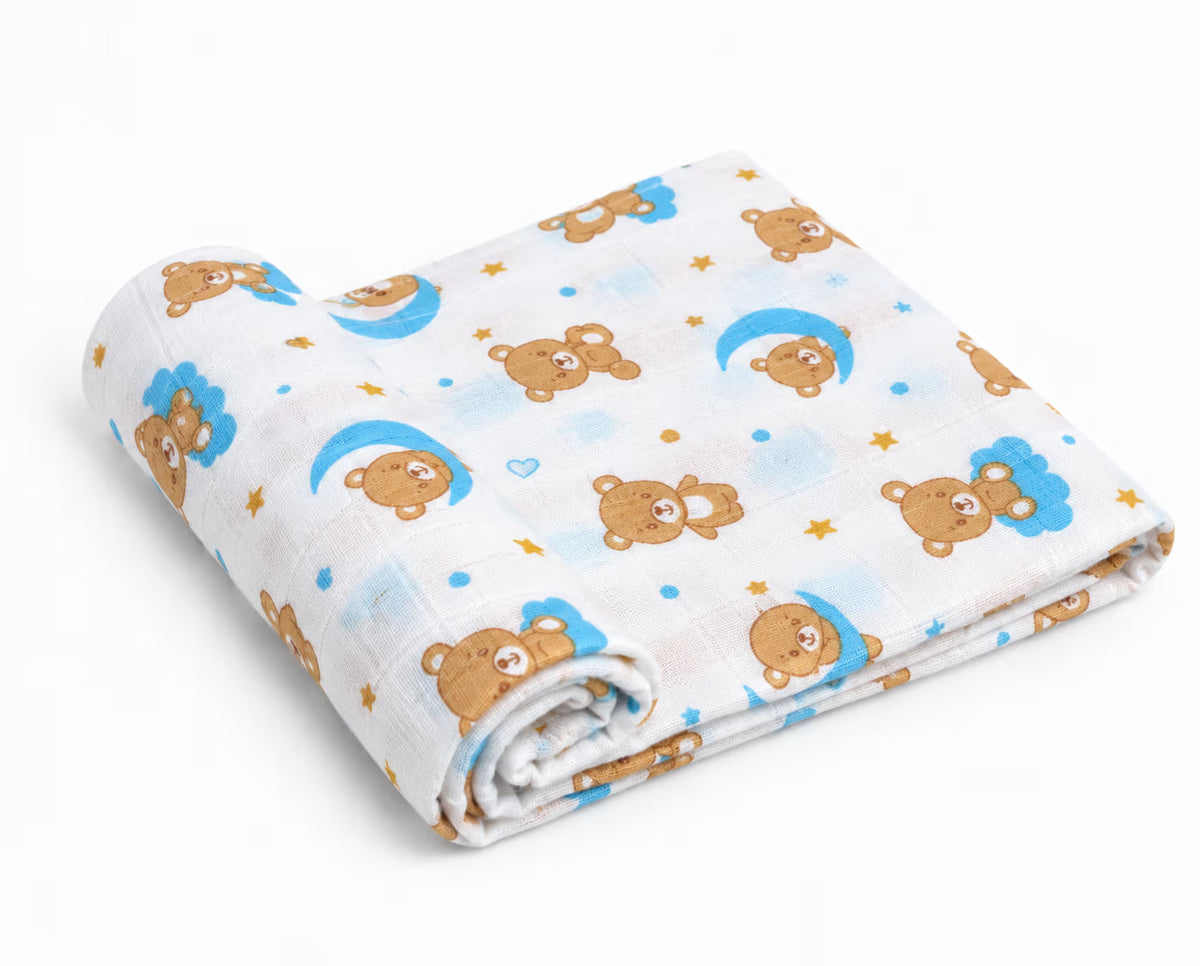 🧸 Dreamy Teddy Bear Baby Swaddle ☁️💙