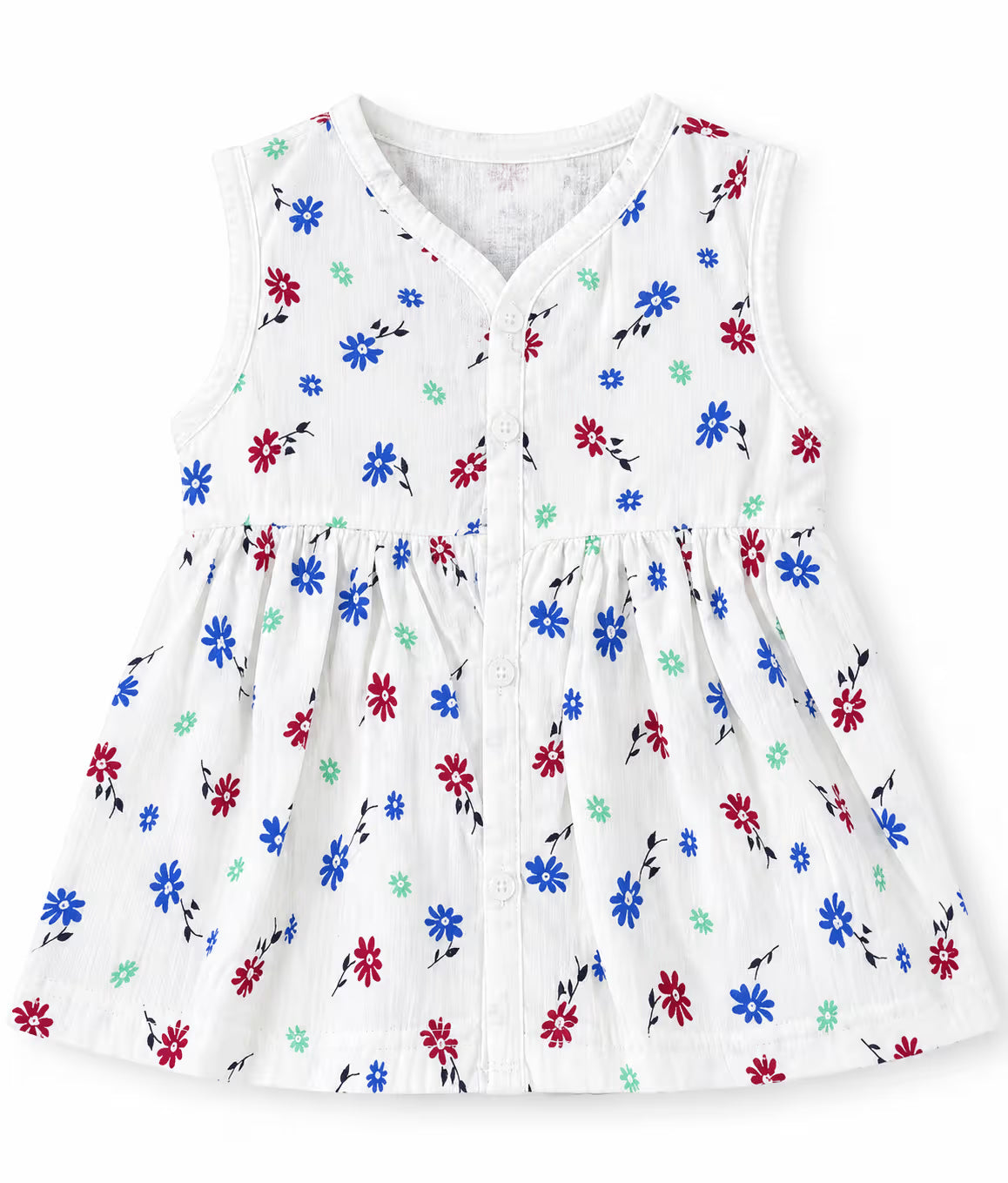 Girl Baby Sleeveless Printed Frock | Soft Breathable Cotton Muslin | Pack of 4