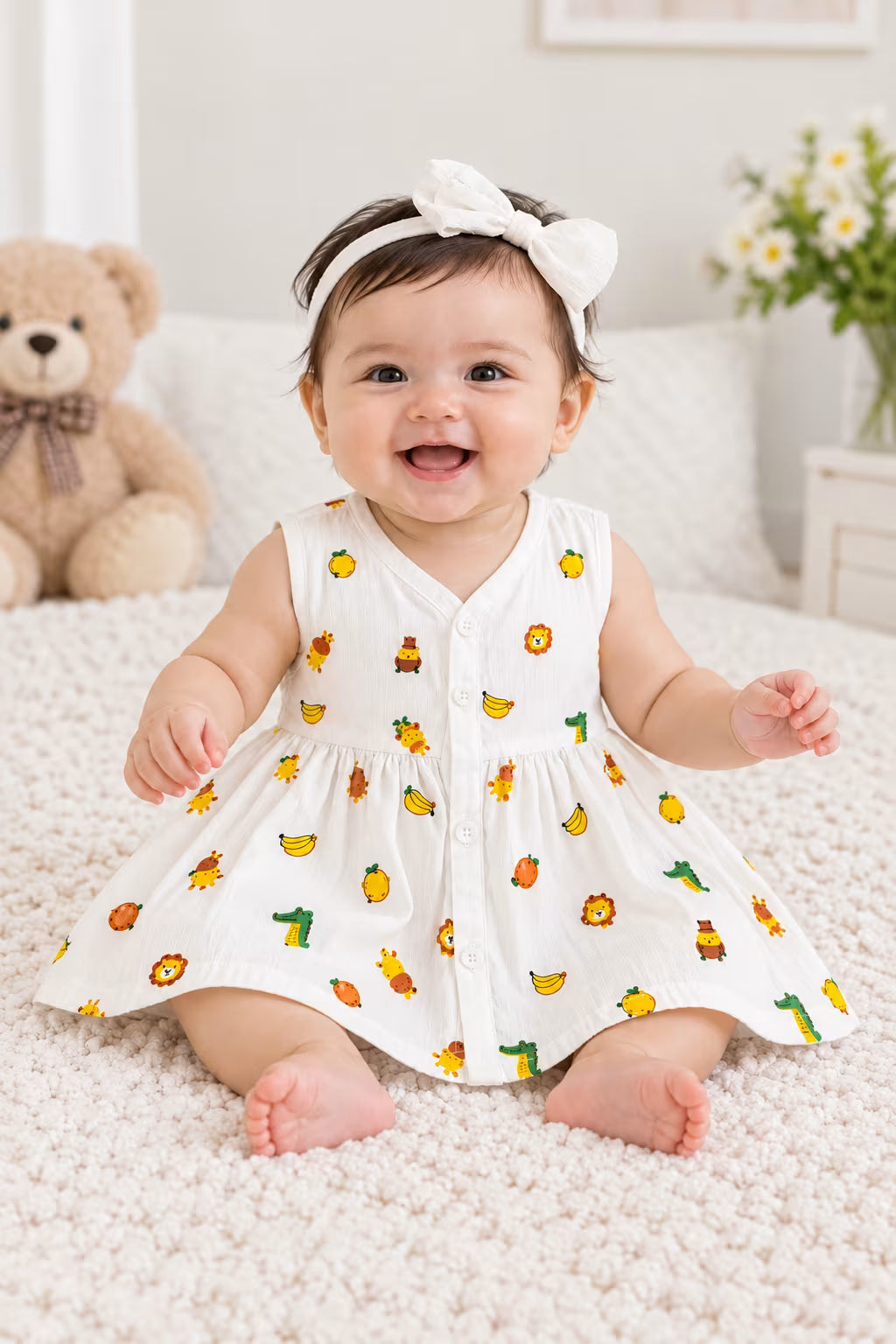 🌿 Jungle Friends Cotton Frock