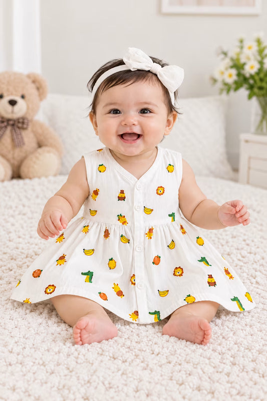🌿 Jungle Friends Cotton Frock