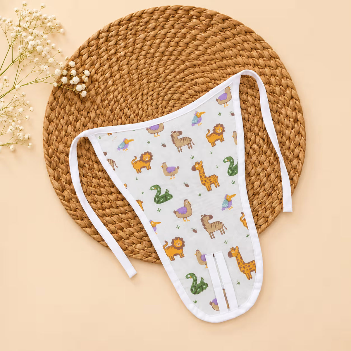 👶 Newborn Baby Safari Animals Muslin Tie-Shoulder Jabla & Nappy Set