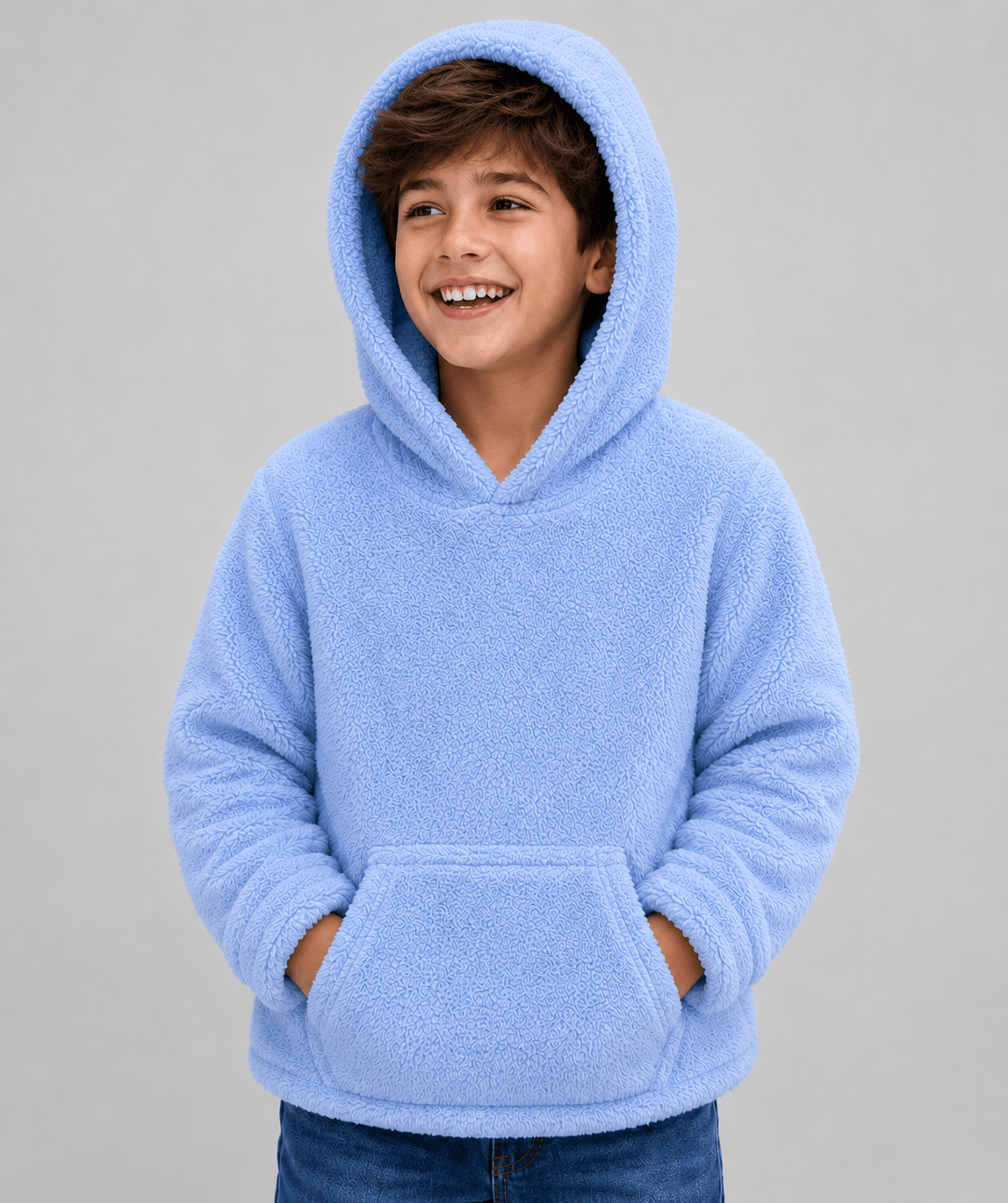 🩵 Sky Blue Cozy Kids Fur Hoodie