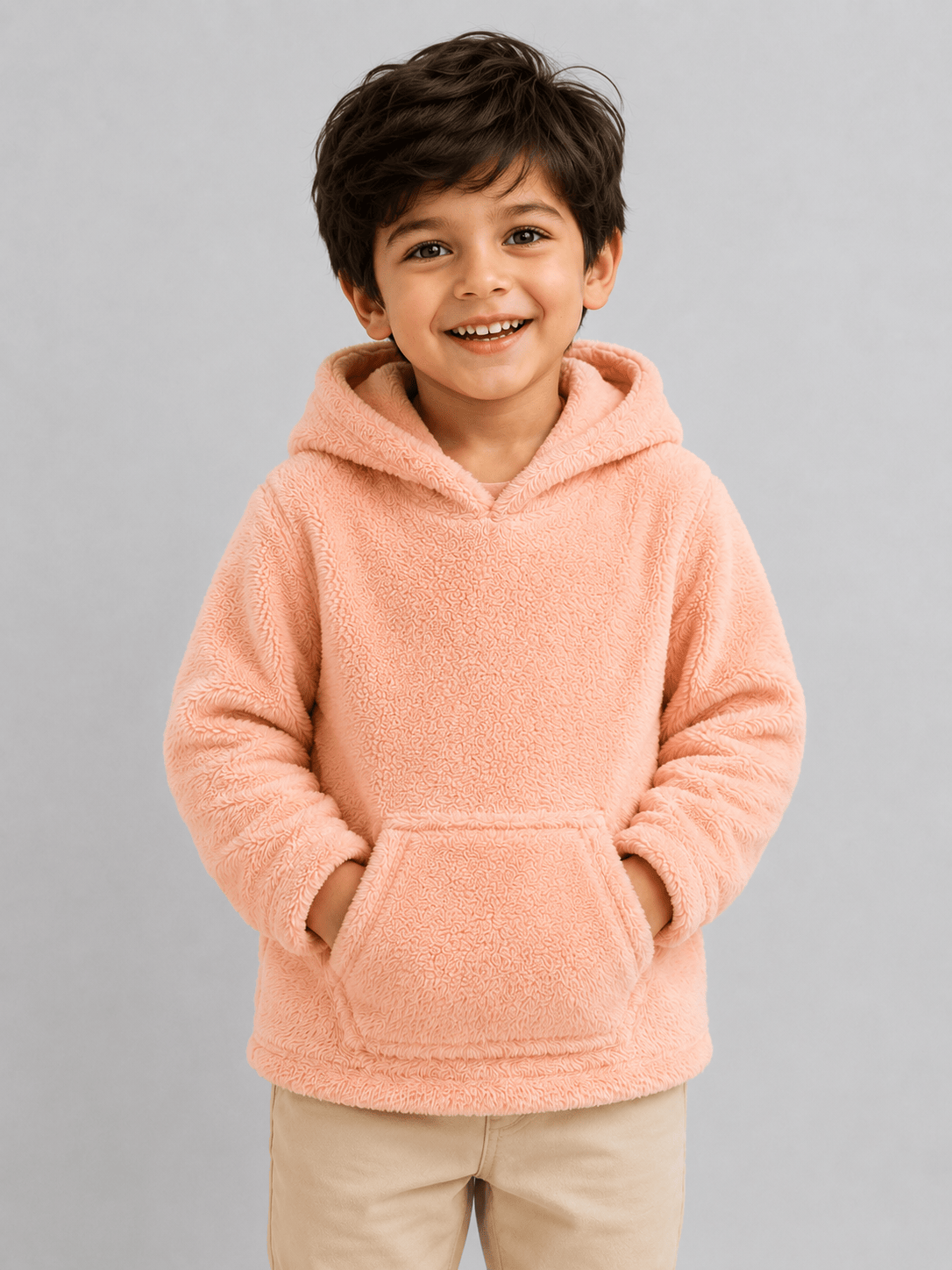 🍑 Peachy Cozy Kids Fur Hoodie