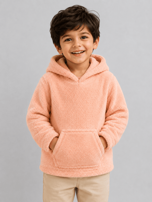 🍑 Peachy Cozy Kids Fur Hoodie