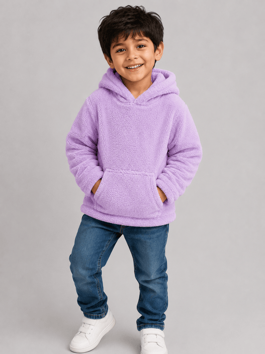 💜 Lavender Cloud Kids Fur Hoodie