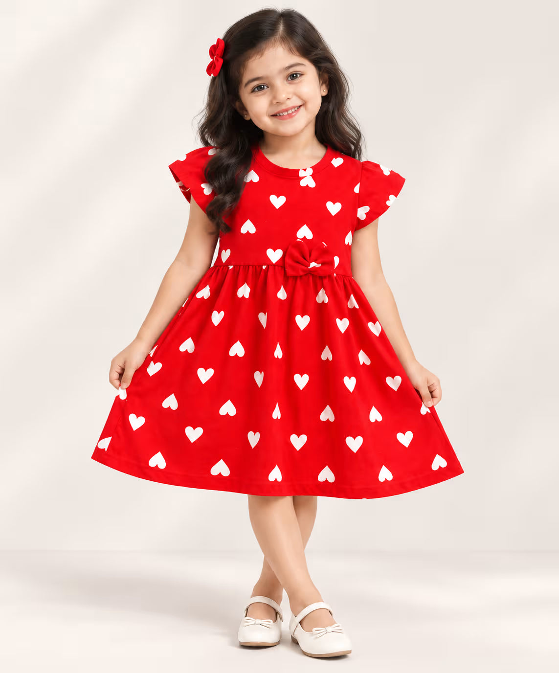 ❤️ Cherry Heart Flutter-Sleeve Dress