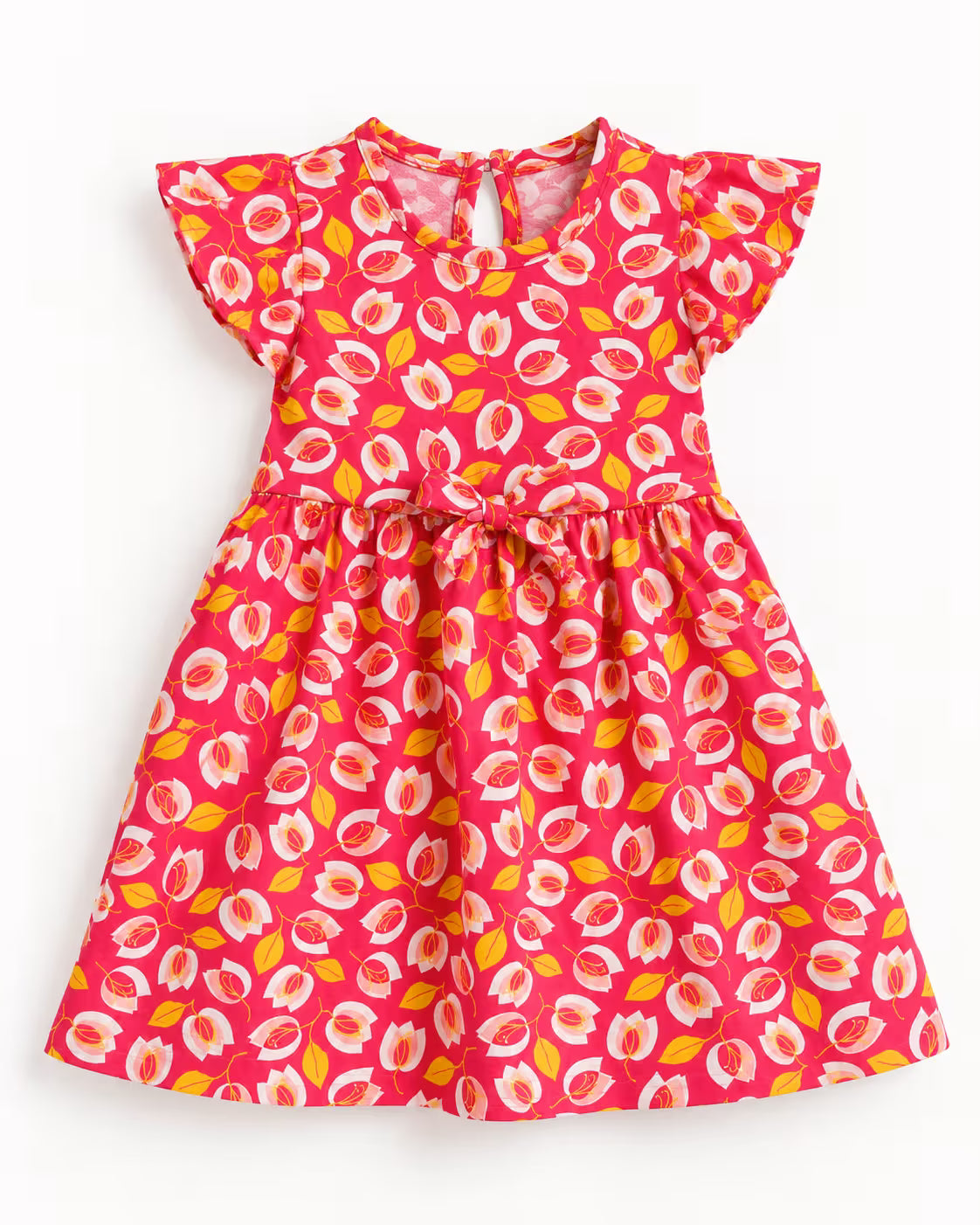 🌸 Pink Floral Tie-Waist Dress