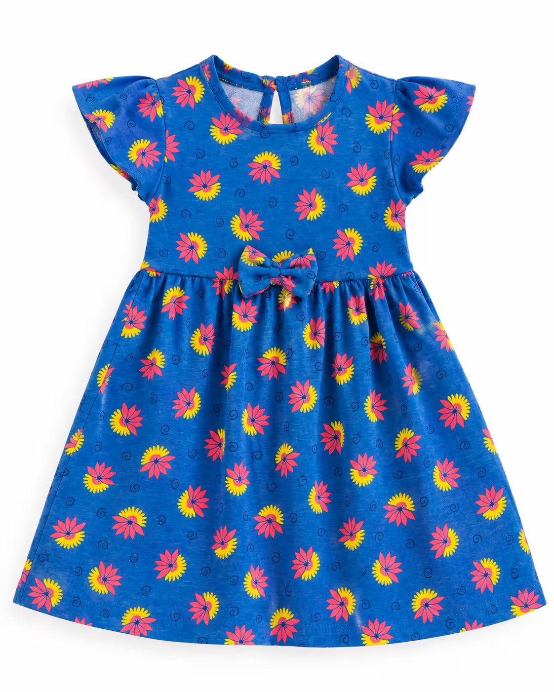 💙 Blue Bloom Flutter-Sleeve Dress