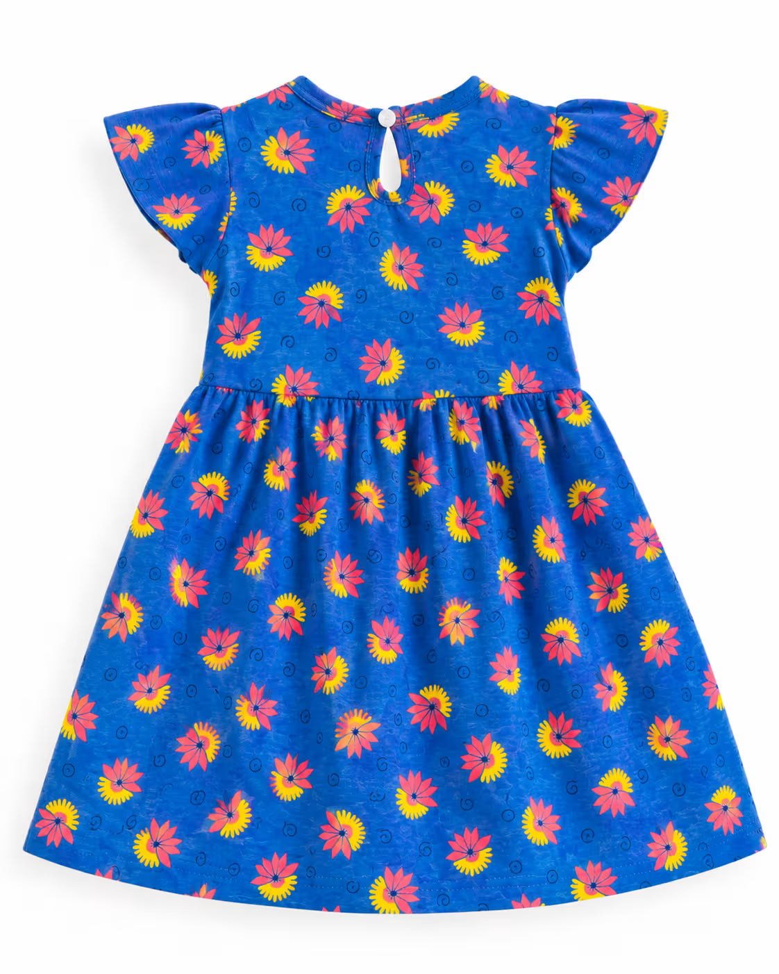 💙 Blue Bloom Flutter-Sleeve Dress