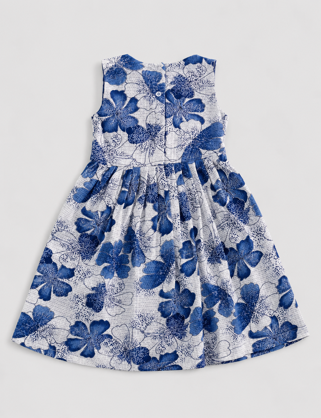 Blue Blossom Breeze Girls Cotton Dress