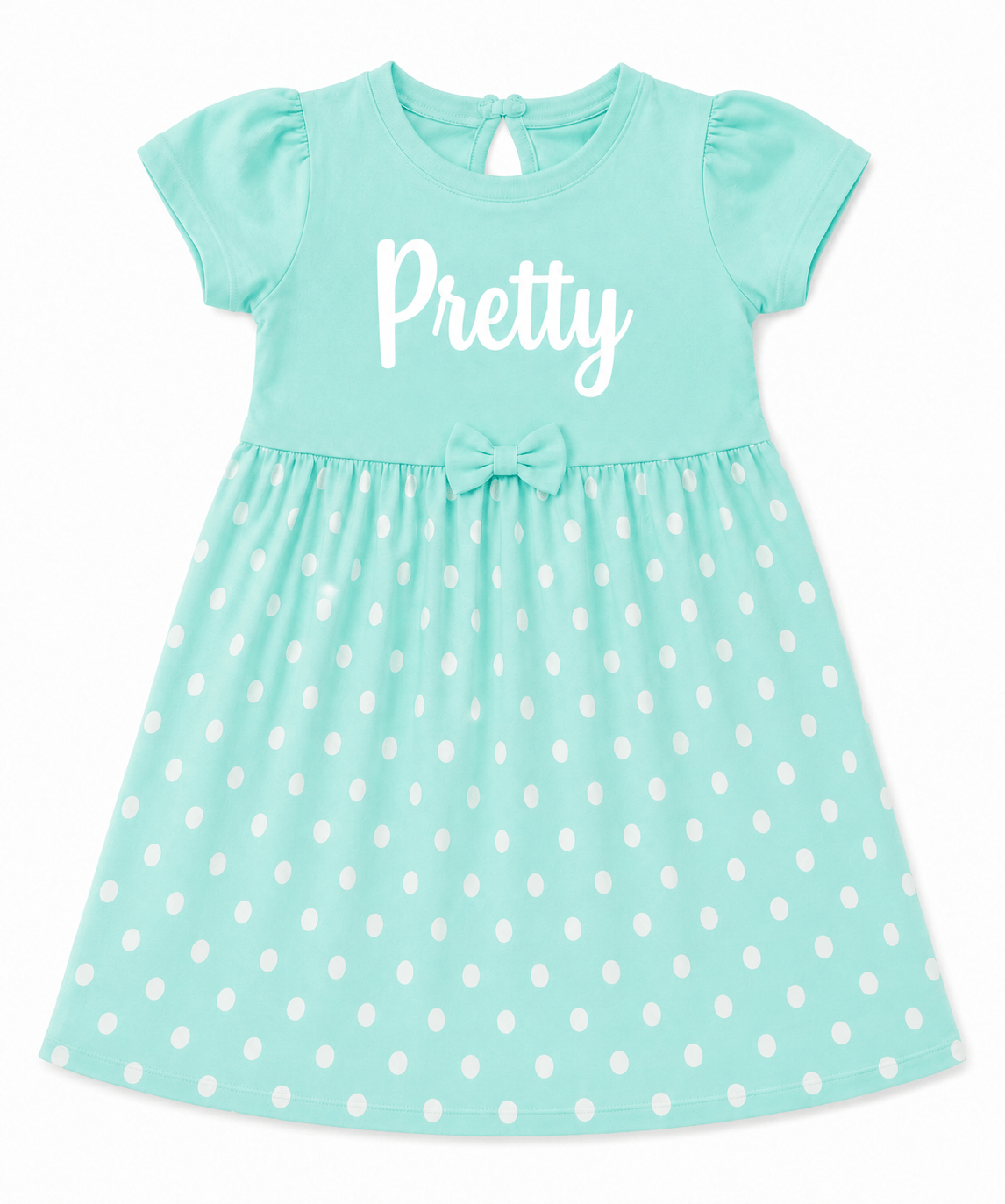 Pretty Teal Polka Bow Dress