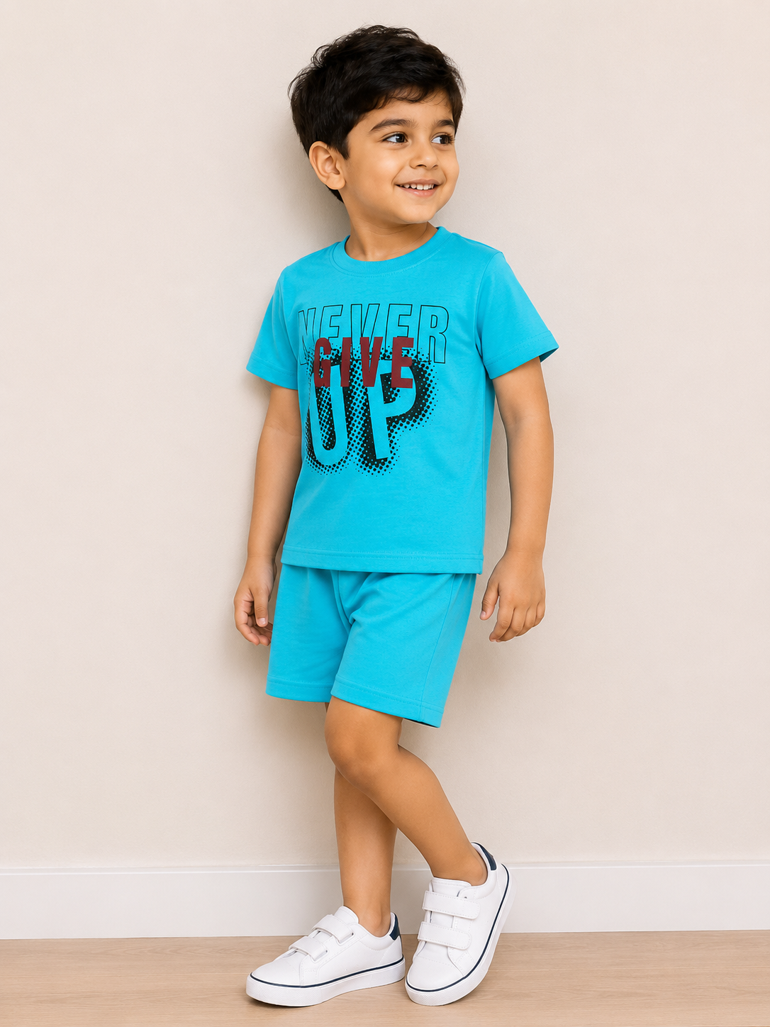 Never Give Up Aqua Shorts Set