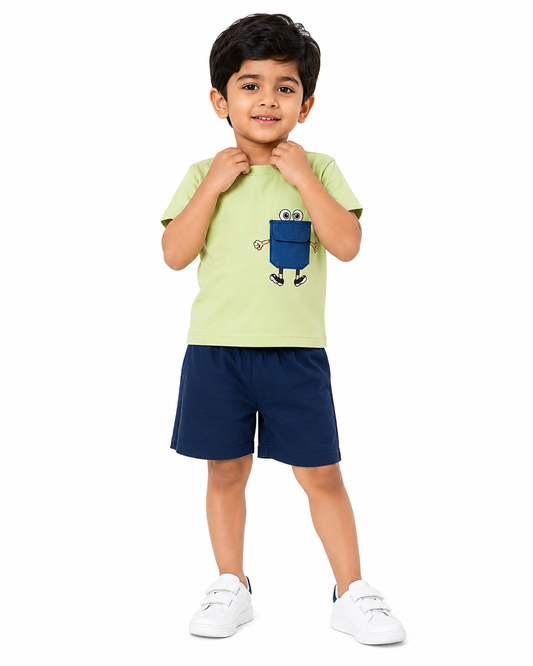 Peek-a-Boo Pocket T-Shirt & Shorts Set
