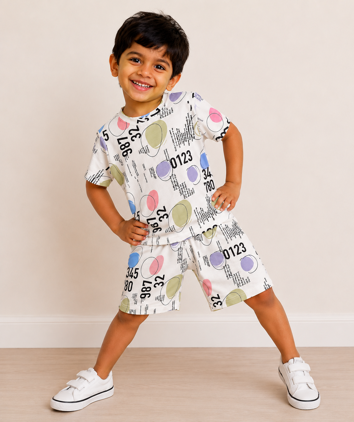 Kids Pastel Print T-Shirt & Shorts Co-ord Set